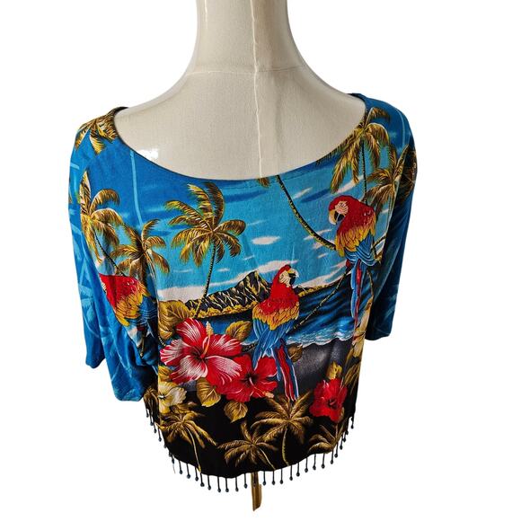 Women's Vintage SPA Hawiian Fringe Top Size XL - Picture 3 of 5